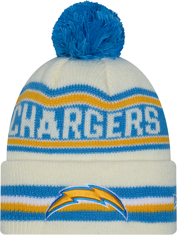 Los Angeles Chargers New Era Off White Knit Classic Cuffed Pom Knit - Pro Jersey Sports