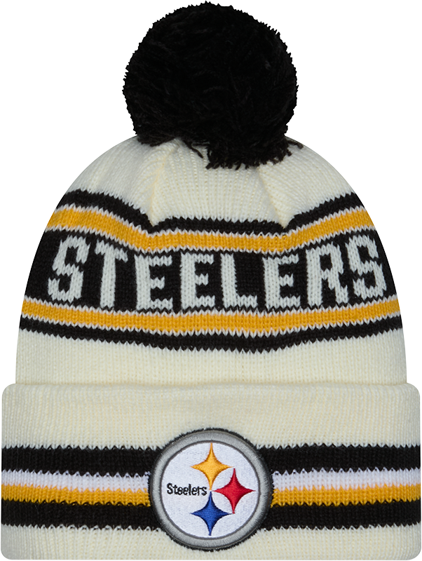 Pittsburgh Steelers New Era Off White Knit Classic Cuffed Pom Knit - Pro Jersey Sports