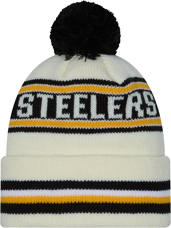 Pittsburgh Steelers New Era Off White Knit Classic Cuffed Pom Knit - Pro Jersey Sports
