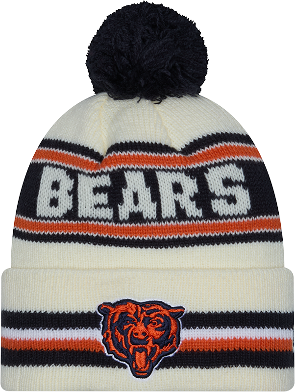 Chicago Bears New Era Off White Knit Classic Cuffed Pom Knit - Pro Jersey Sports