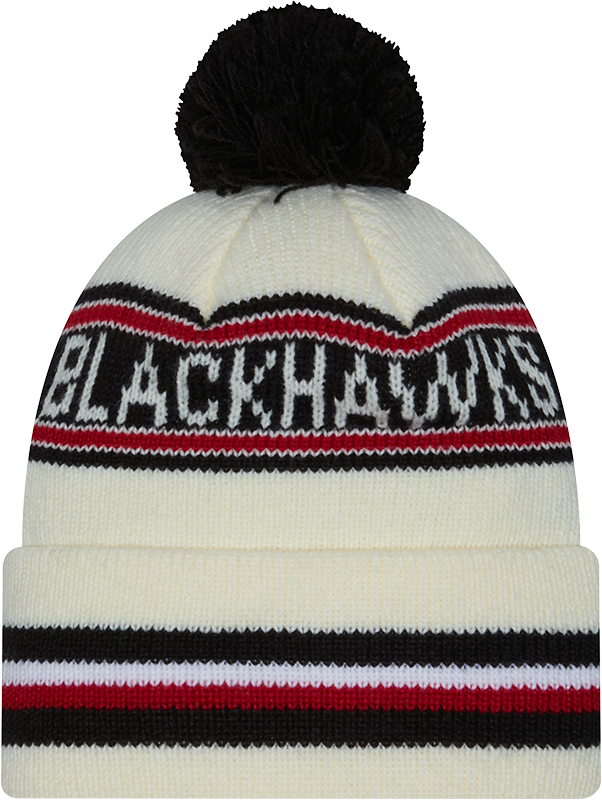 Chicago Blackhawks Off White New Era Knit Classic Cuffed Pom Knit - Pro Jersey Sports