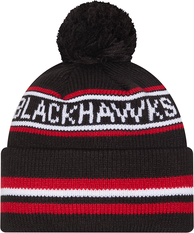 Chicago Blackhawks Black New Era Knit Classic Cuffed Pom Knit - Pro Jersey Sports