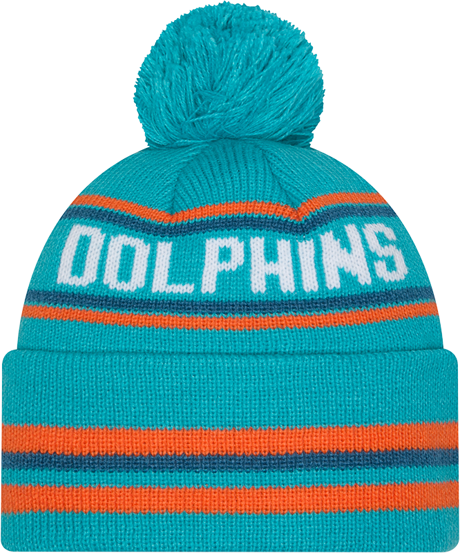 Miami Dolphins Aqua New Era Knit Classic Cuffed Pom Knit - Pro Jersey Sports