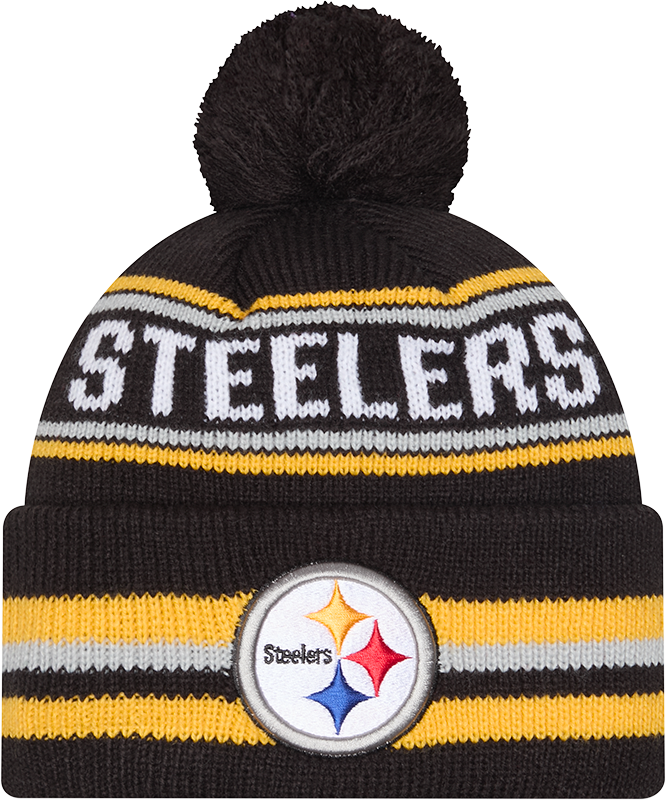 Pittsburgh Steelers Black New Era Knit Classic Cuffed Pom Knit - Pro Jersey Sports