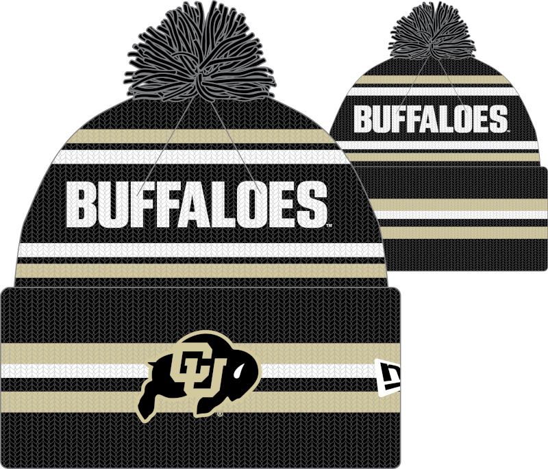Colorado Buffaloes New Era Knit Classic Cuffed Knit Hat with Pom -Black - Pro Jersey Sports