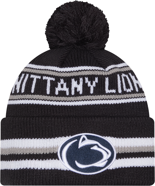 Penn State Nittany Lions New Era Knit Classic Cuffed Knit Hat with Pom -Navy - Pro Jersey Sports