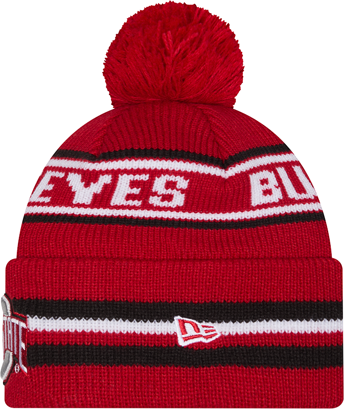 Ohio State Buckeyes New Era Knit Classic Cuffed Knit Hat with Pom -Red - Pro Jersey Sports