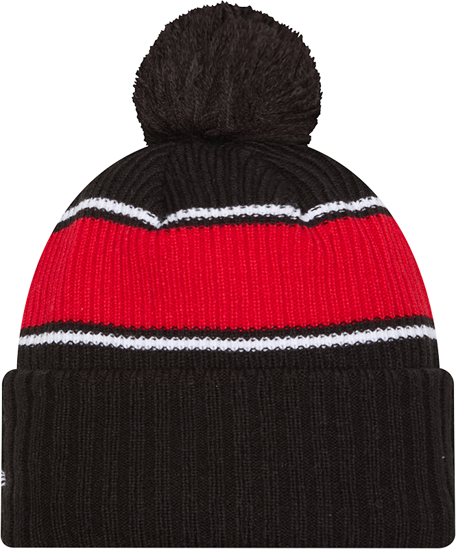 Chicago Blackhawks New Era Bold Knit Cuffed Knit Hat with Pom -Black - Pro Jersey Sports