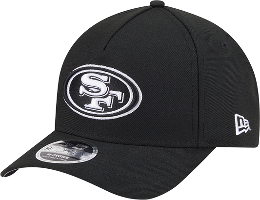 San Francisco 49ers New Era Black & White Primary 9FORTY A-Frame M-Crown Adjustable Hat - Pro Jersey Sports