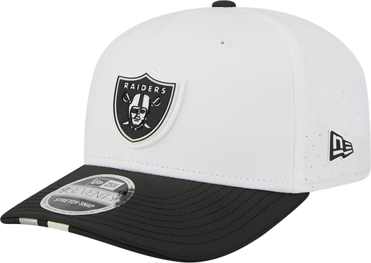 Men's Las Vegas Raiders New Era White/Black 2025 NFL Training Camp 9SEVENTY Adjustable Hat - Pro Jersey Sports