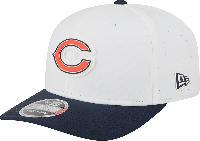 Men's Chicago Bears New Era White/Navy Secondary Logo 2025 NFL Training Camp 9SEVENTY Adjustable Hat - Pro Jersey Sports