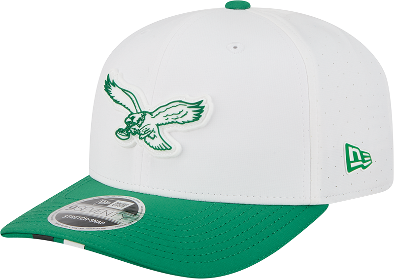 Men's Philadelphia Eagles New Era White/Kelly Green 2025 NFL Training Camp 9SEVENTY Adjustable Hat - Pro Jersey Sports