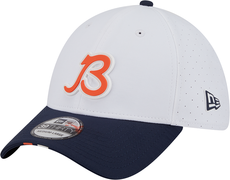 Men's Chicago Bears New Era B White/Navy 2025 NFL Training Camp 39THIRTY Flex Hat - Pro Jersey Sports