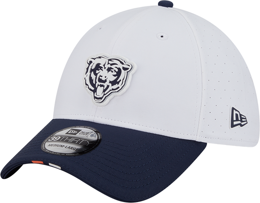 Men's Chicago Bears New Era White/Navy 2025 NFL Training Camp 39THIRTY Flex Hat - Pro Jersey Sports