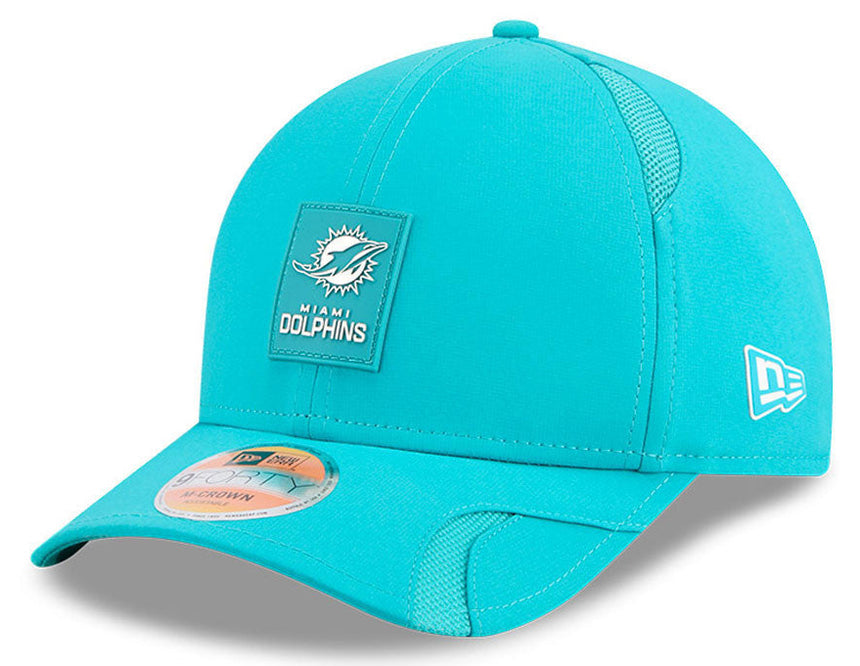 Men's Miami Dolphins New Era Aqua 2025 NFL Primary Logo Sideline Heat 9FORTY M-Crown Adjustable Hat - Pro Jersey Sports