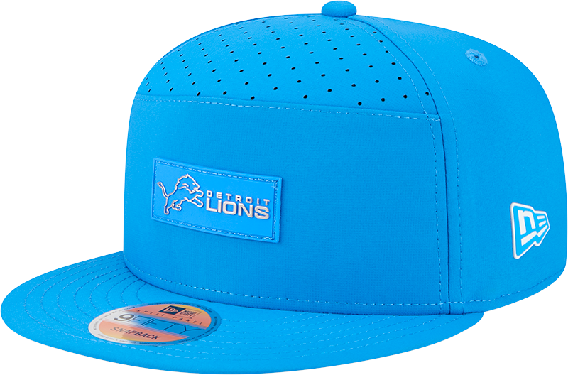 Men's Detroit Lions New Era Blue 2025 Sideline Split Panel 9FIFTY Snapback Hat - Pro Jersey Sports