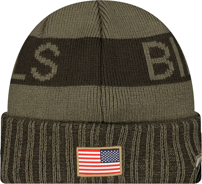 Buffalo Bills New Era Green 2025 NFL Sideline Salute To Service Cuffed Knit Hat - Pro Jersey Sports