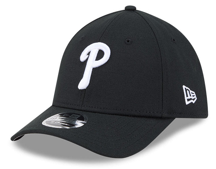 Philadelphia Phillies New Era M-Crown 39Thirty Black/White Flex Fit Hat - Pro Jersey Sports