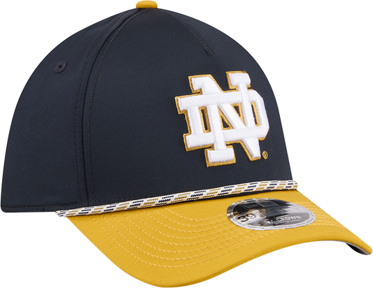 Mens New Era Notre Dame Fighting Irish M-Crown A-Frame Rope 39THIRTY Flex Hat-Gold/Navy - Pro Jersey Sports