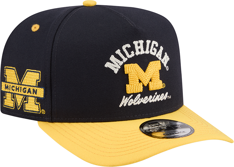 Michigan Wolverines New Era Arched Navy A-Frame 9FIFTY Snapback Hat - Pro Jersey Sports