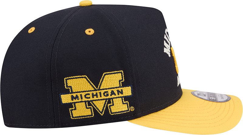 Michigan Wolverines New Era Arched Navy A-Frame 9FIFTY Snapback Hat - Pro Jersey Sports