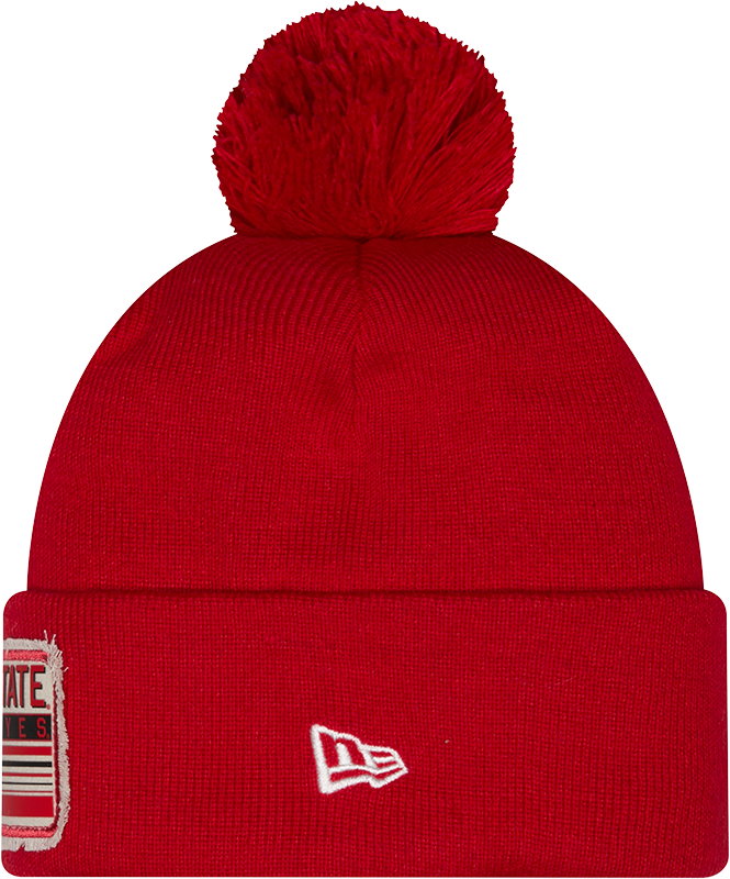 Ohio State Buckeyes New Era Patched Cuffed Knit Hat with Pom