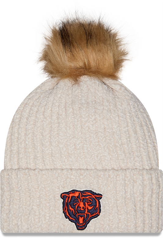 Women's Chicago Bears New Era Ivory Sport Pom Cuffed Knit Hat