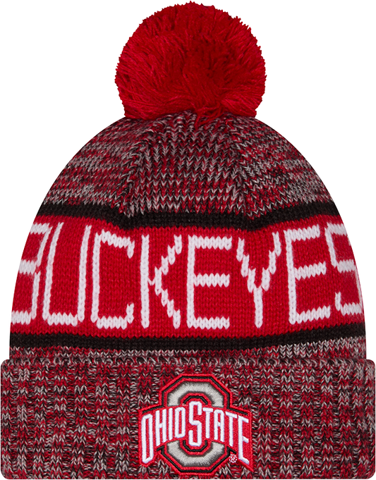 Ohio State Buckeyes New Era Knit Classic Cuffed Knit Hat with Pom
