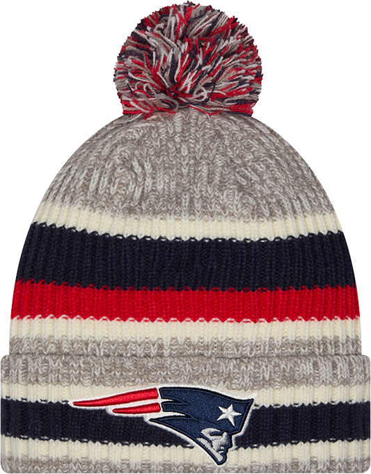 New England Patriots Striped Fan Pack Pom Knit