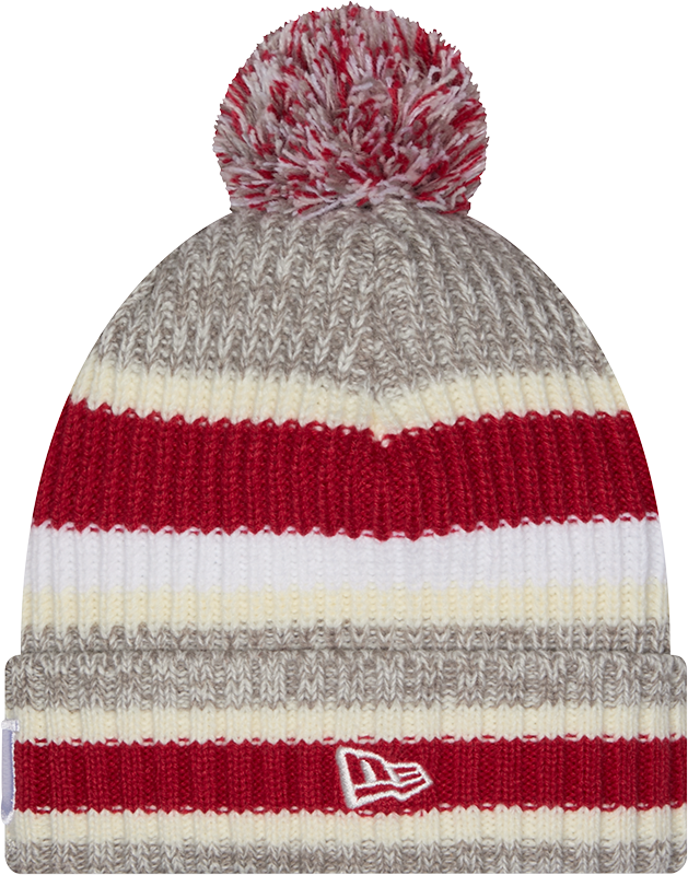 Indiana Hoosiers New Era Knit Striped Classic Cuffed Knit Hat with Pom