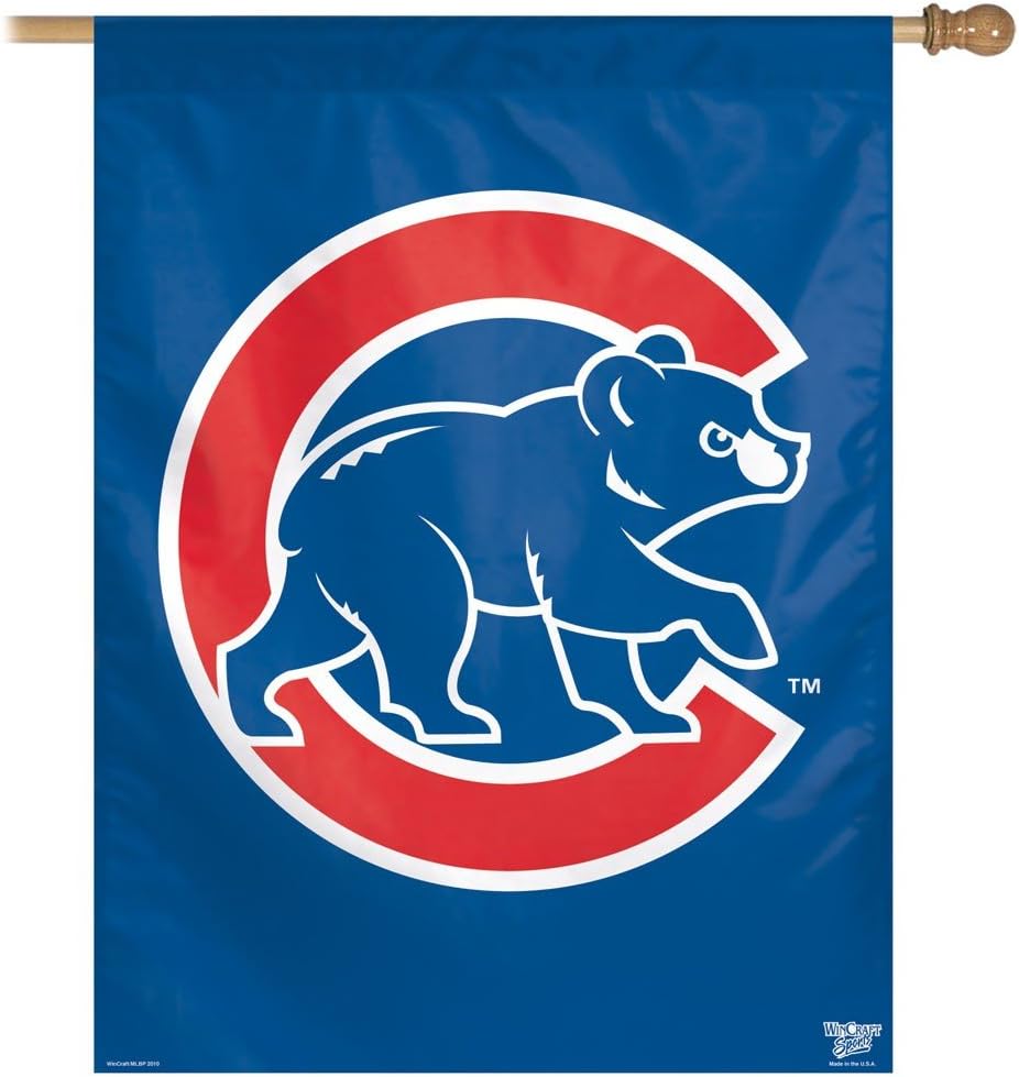Chicago Cubs Walking Bear Logo 27X37 Vertical Flag - Pro Jersey Sports