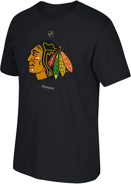NHL Chicago Blackhawks Youth Reebok Black Primary Logo T-Shirt