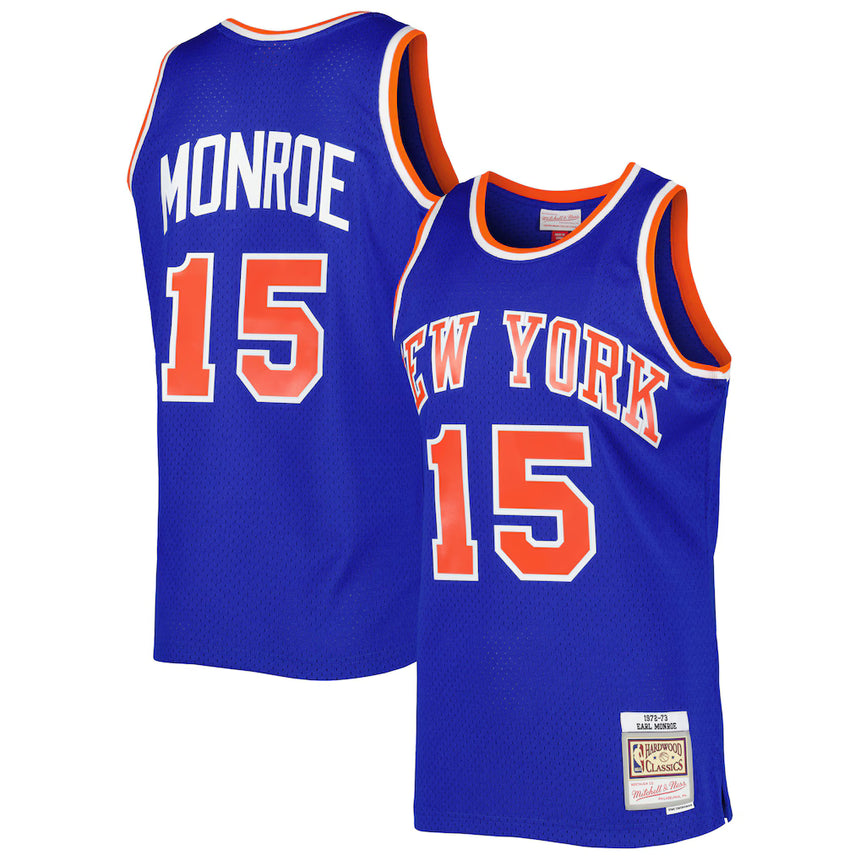 Earl Monroe New York Knicks Mitchell & Ness 1972/73 Hardwood Classics Swingman Jersey - Blue - Pro Jersey Sports
