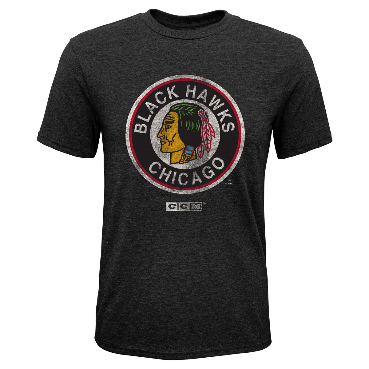 CCM Chicago Blackhawks Youth Black Vintage Logo Tee - Pro Jersey Sports