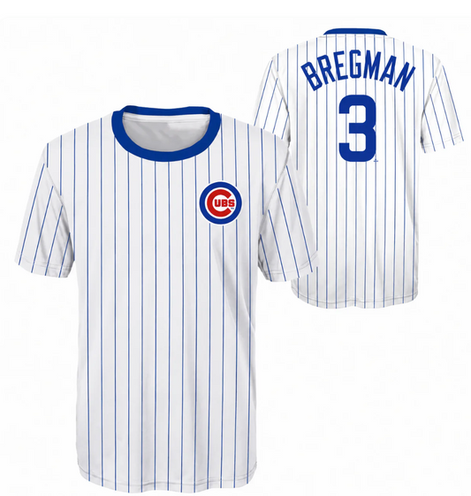 Youth Chicago Cubs Alex Bregman Home Pinstripes Player Sublimated Jersey Top