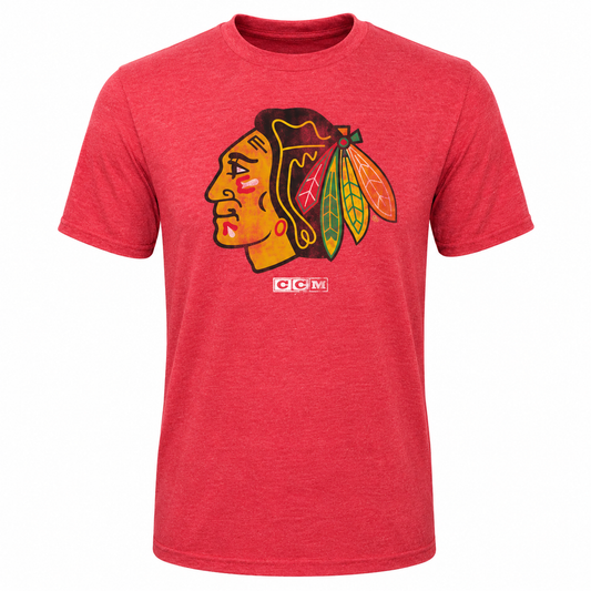 Youth Chicago Blackhawks CCM Red Tri-blend T-Shirt