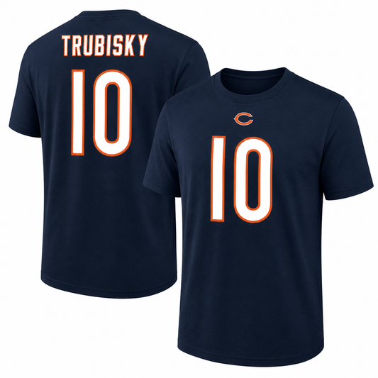 Mitchell Trubisky Chicago Bears NFL Majestic Eligible Receiver Name & Number T-Shirt – Navy