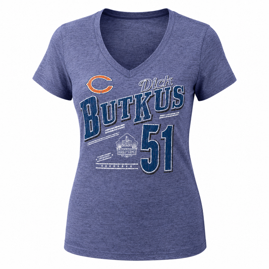 Womens Chicago Bears Dick Butkus Hall Of Fame V Neck T Shirt