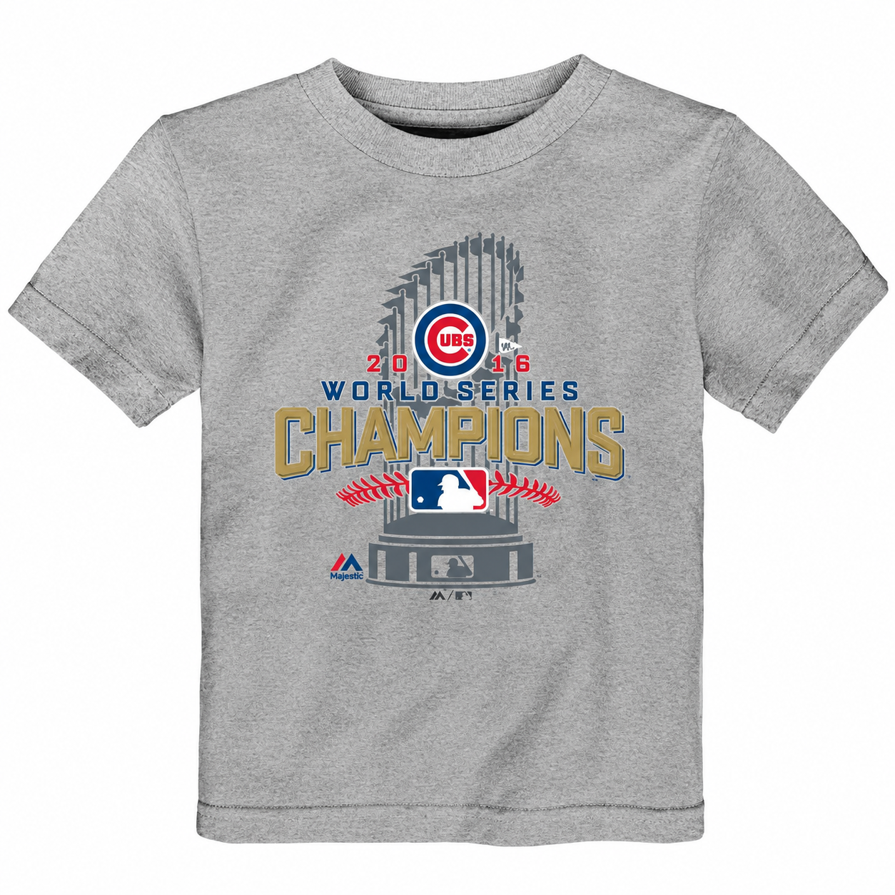 Child Chicago Cubs Majestic Heathered Gray 2016 World Series Champions Locker Room T-shirt