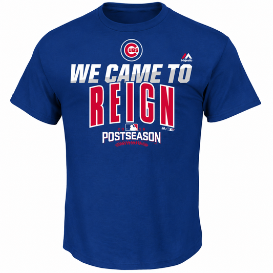 Youth Chicago Cubs Majestic Royal 2016 Postseason Authentic Collection "We Came to Reign" T-Shirt