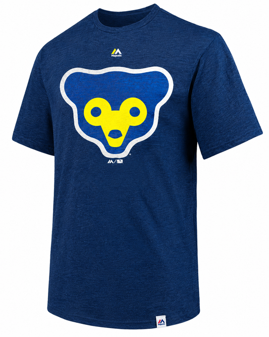 Men's Chicago Cubs Cooperstown Collection 1969 Logo Blue Tee By Majestic