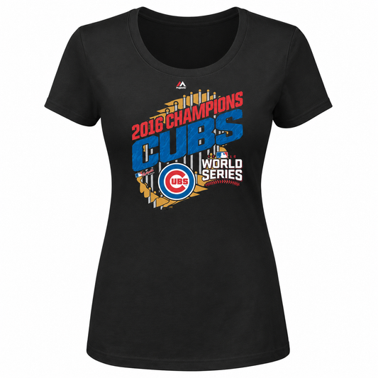 Women's Chicago Cubs Black 2016 World Series Champions Parade T-Shirt