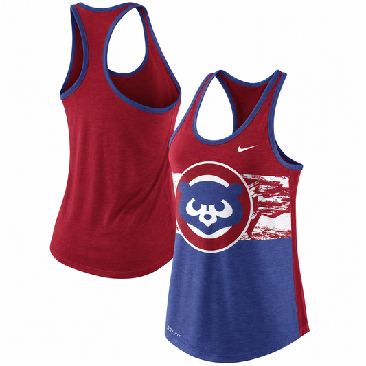 Women's Nike Chicago Cubs Cooperstown Collection Tri-Blend Racerback Performance Tank Top