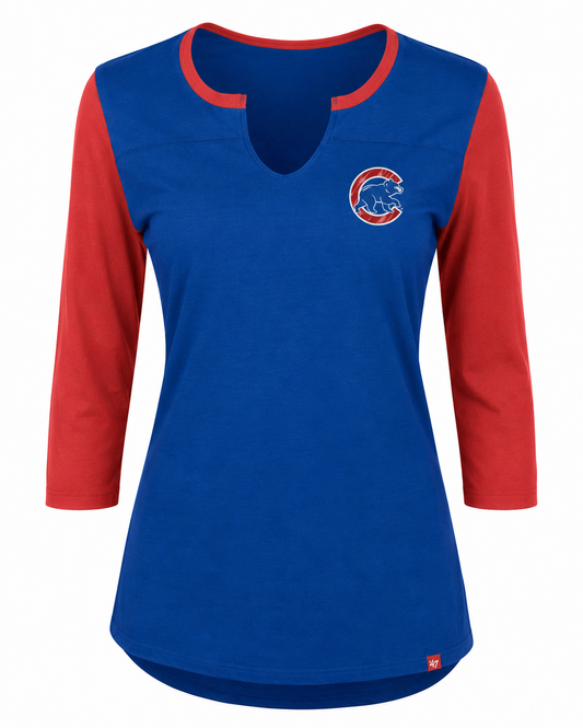 Women's Chicago Cubs Royal/Red Above Average 3/4-Sleeve Raglan T-Shirt