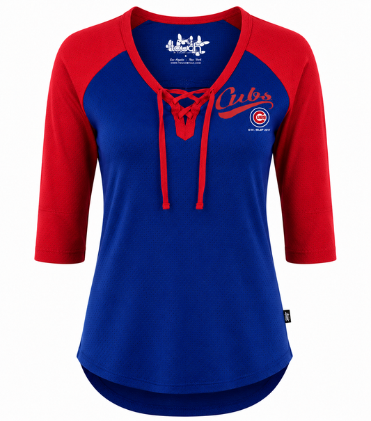 Women's Chicago Cubs Touch by Alyssa Milano Blue/Red Perfect Game 3/4-Sleeve T-Shirt