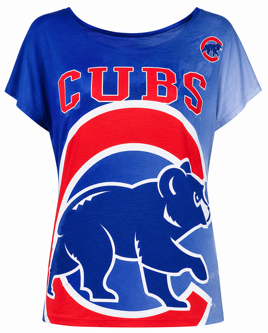 Womens Chicago Cubs Drop Shoulder Dynamic Short Sleeve Top