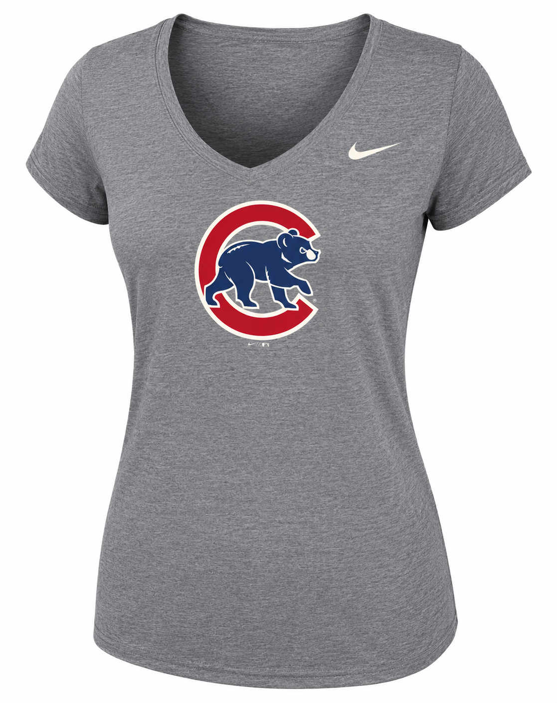 Chicago Cubs Womens Rush Heather Gray V Neck Tee By Nike