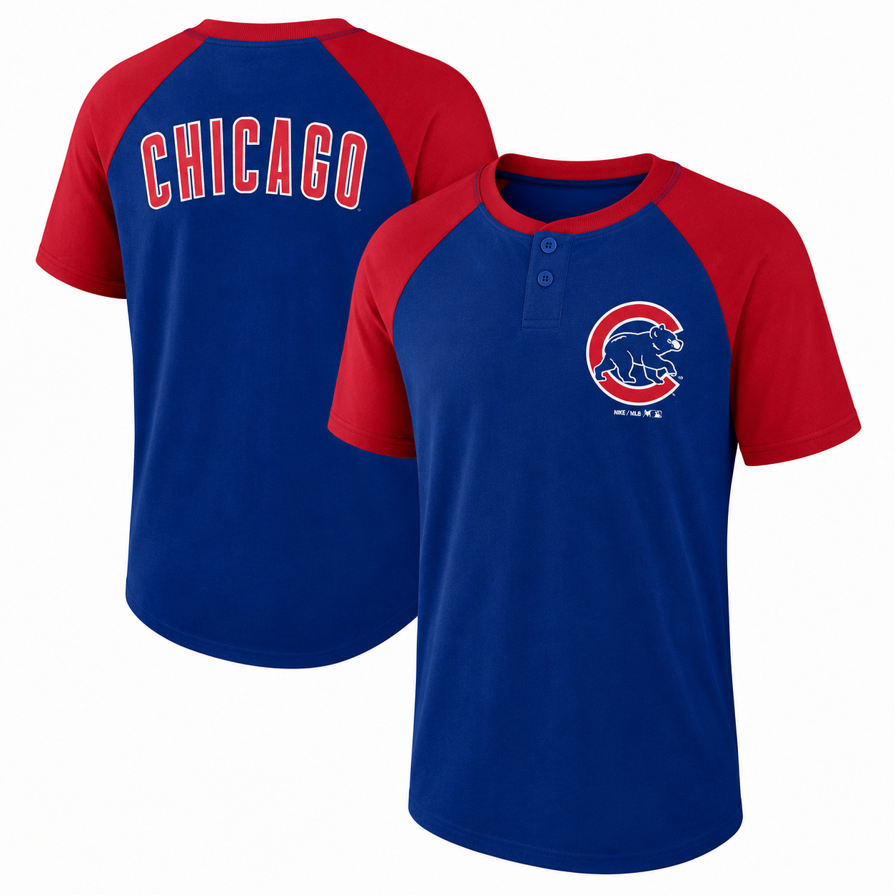 Youth Chicago Cubs MLB At The Plate Short Sleeve Henley Tee