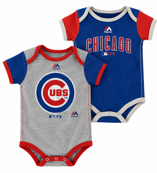 Infant Chicago Cubs Majestic Royal/Gray Vintage Baby 2-Piece Bodysuit Set