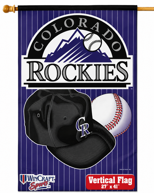 Colorado Rockies Throwback Team Logo Vertical Flag